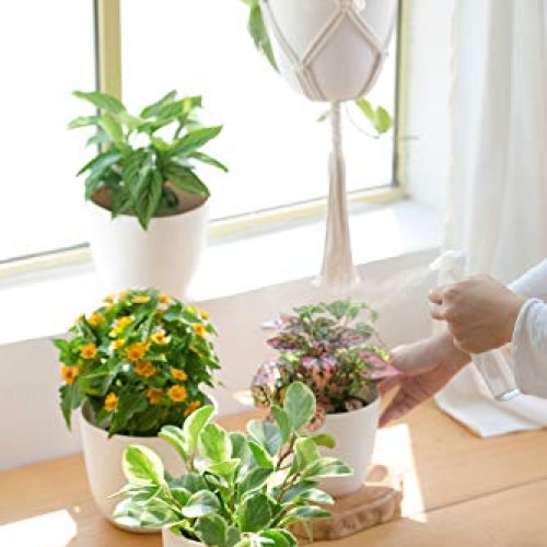 Mkono 3 Pack Macrame Plant Hangers with Plastic Planters Pots In...