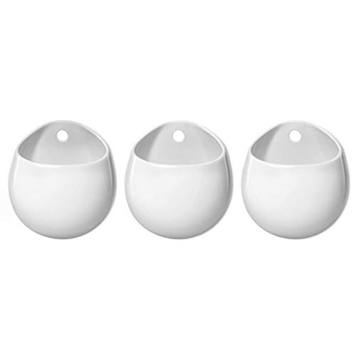 Mkono 4 Inch Wall Mounted Planter Round Ceramic Hanging Plant Hold...