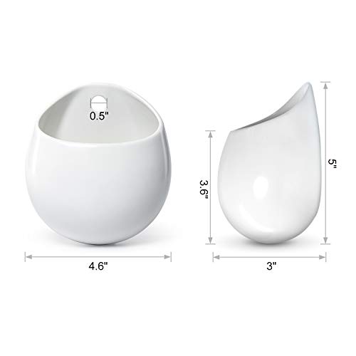Mkono 4 Inch Wall Mounted Planter Round Ceramic Hanging Plant Hold...