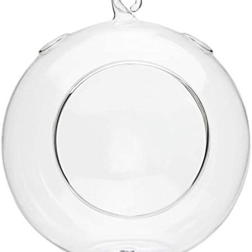 Mkono 6-Inch Hanging Glass Planter Round Air Plant Terrarium Decor...