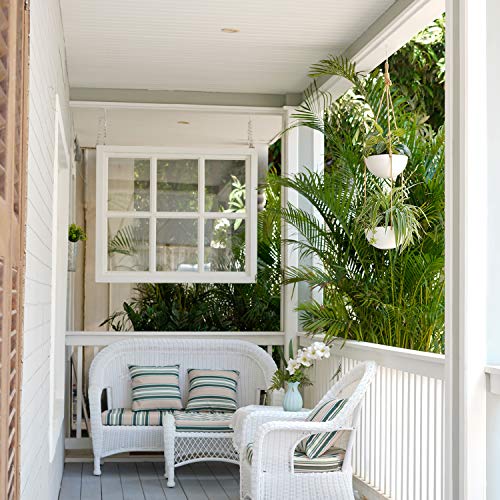 Mkono 9 Inch Ceramic Double Hanging Planter 2 Tier Round Flower Pl...
