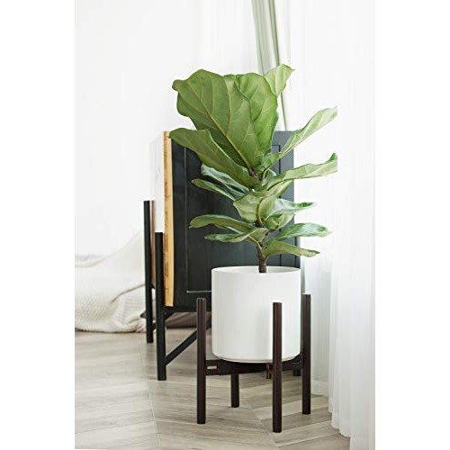 Mkono Adjustable Wood Plant Stand Mid-Century Modern Indoor Outdoo...