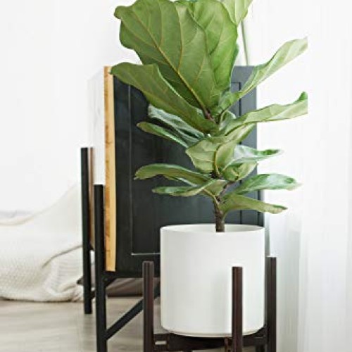 Mkono Adjustable Wood Plant Stand Mid-Century Modern Indoor Outdoo...