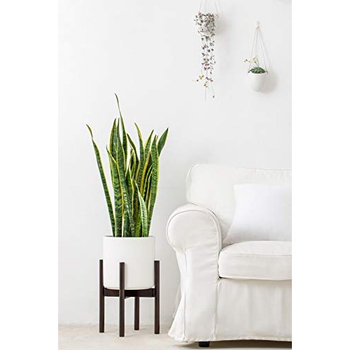 Mkono Adjustable Wood Plant Stand Mid-Century Modern Indoor Outdoo...