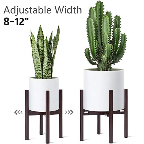 Mkono Adjustable Wood Plant Stand Mid-Century Modern Indoor Outdoo...
