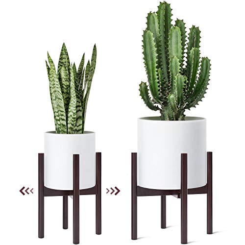 Mkono Adjustable Wood Plant Stand Mid-Century Modern Indoor Outdoo...