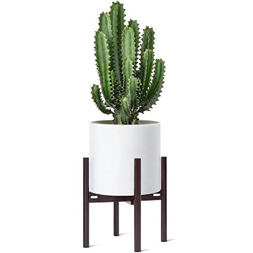 Mkono Adjustable Wood Plant Stand Mid-Century Modern Indoor Outdoo...