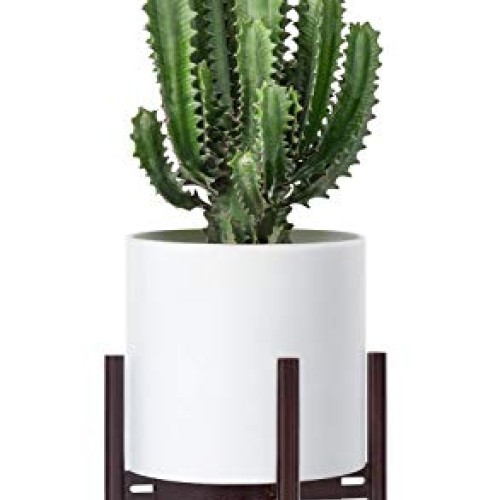 Mkono Adjustable Wood Plant Stand Mid-Century Modern Indoor Outdoo...
