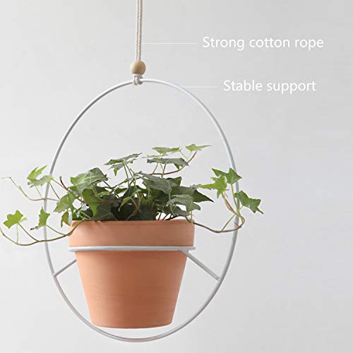 Mkono Boho Hanging Planter, Set of 2 Round Metal Plant Hanger with...
