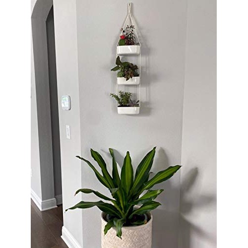 Mkono Ceramic Hanging Planter 3 Tier Indoor Wall Plant Holder for ...