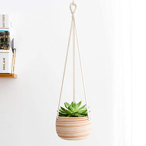 Mkono Ceramic Hanging Planter Macrame Plant Holder 5 Inch Cute Suc...