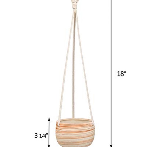 Mkono Ceramic Hanging Planter Macrame Plant Holder 5 Inch Cute Suc...