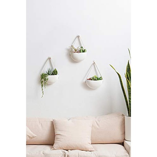 Mkono Ceramic Hanging Planter Wall Planters Set of 3 Modern Flower...