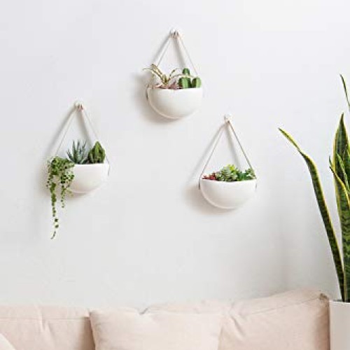 Mkono Ceramic Hanging Planter Wall Planters Set of 3 Modern Flower...