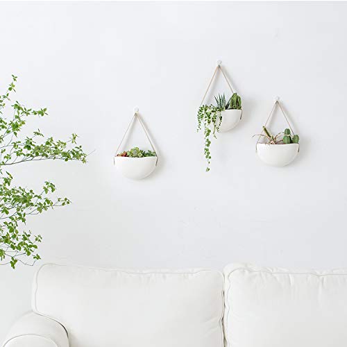 Mkono Ceramic Hanging Planter Wall Planters Set of 3 Modern Flower...