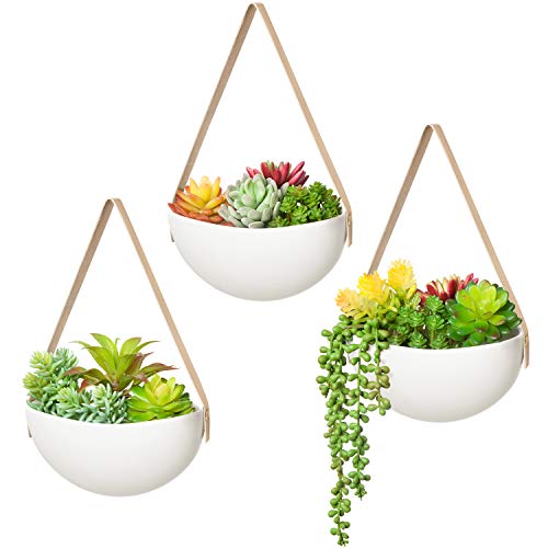 Mkono Ceramic Hanging Planter Wall Planters Set of 3 Modern Flower...