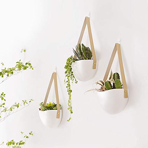 Mkono Ceramic Hanging Planter Wall Planters Set of 3 Modern Flower...