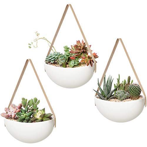 Mkono Ceramic Hanging Planter Wall Planters Set of 3 Modern Flower...
