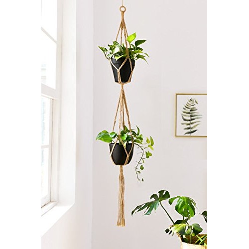 Mkono Macrame Plant Hangers 4 Pcs Indoor Outdoor Hanging Planter B...