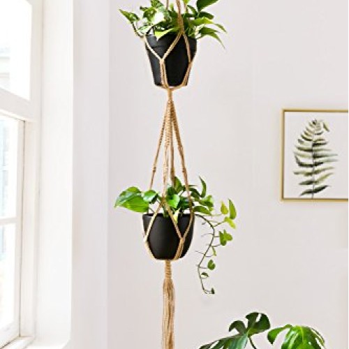 Mkono Macrame Plant Hangers 4 Pcs Indoor Outdoor Hanging Planter B...