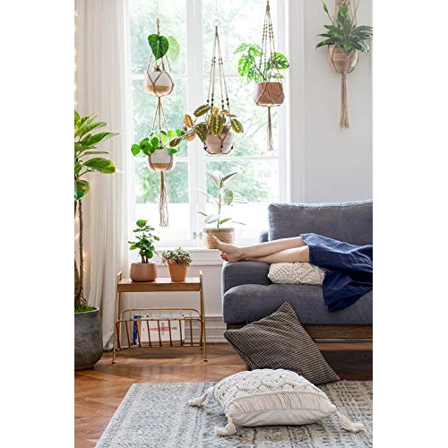 Mkono Macrame Plant Hangers 4 Pcs Indoor Outdoor Hanging Planter B...