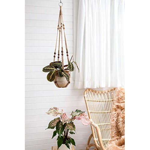 Mkono Macrame Plant Hangers 4 Pcs Indoor Outdoor Hanging Planter B...