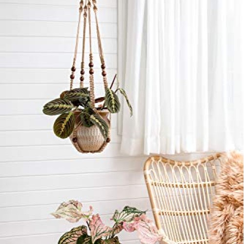Mkono Macrame Plant Hangers 4 Pcs Indoor Outdoor Hanging Planter B...