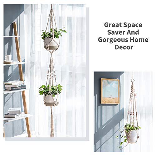 Mkono Macrame Plant Hangers, 5 Pack Different Tiers Indoor Hanging...