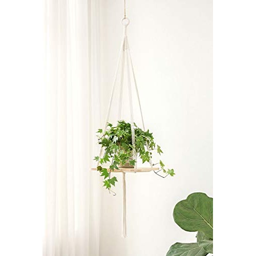 Mkono Macrame Plant Hangers Hanging Plant Shelf Indoor Wall Plante...