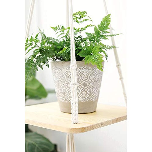 Mkono Macrame Plant Hangers Hanging Plant Shelf Indoor Wall Plante...
