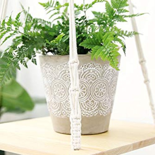 Mkono Macrame Plant Hangers Hanging Plant Shelf Indoor Wall Plante...