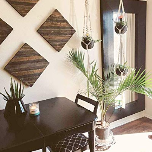 Mkono Macrame Plant Hangers Set of 4 Indoor Wall Hanging Planter B...