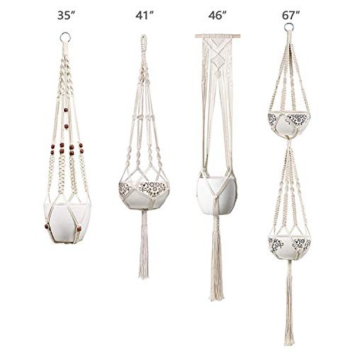 Mkono Macrame Plant Hangers Set of 4 Indoor Wall Hanging Planter B...