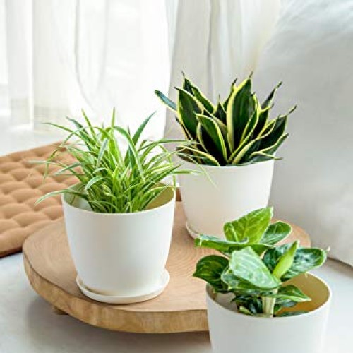 Mkono Macrame Plant Hangers with Pots Plastic Planters Included ...