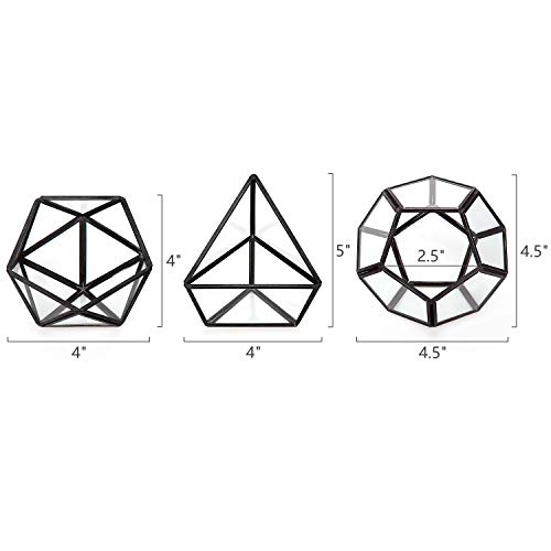 Mkono Mini Glass Geometric Terrarium Container Set of 3 Modern Tab...