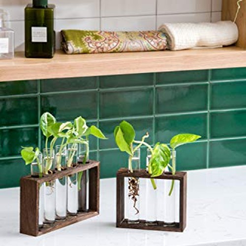 Mkono Wall Hanging Glass Planter Propagation Station Modern Flower...