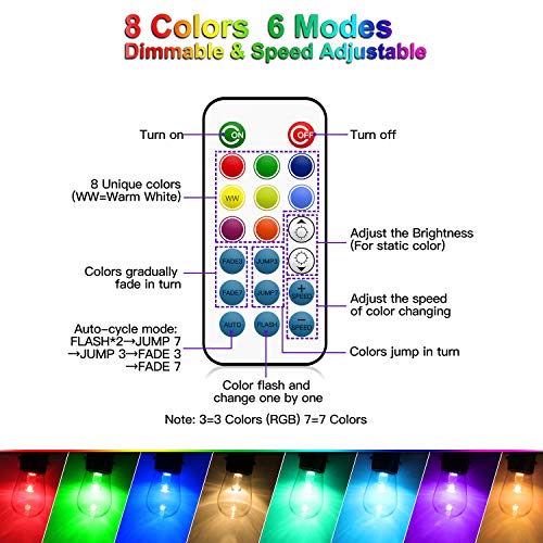 48FT Color Changing Outdoor String Lights, RGB Cafe LED String Lig...