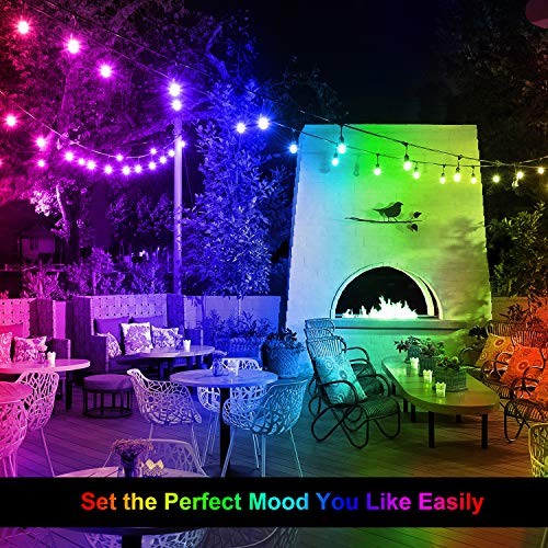 48FT Color Changing Outdoor String Lights, RGB Cafe LED String Lig...