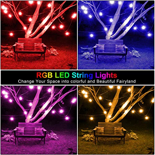 48FT Color Changing Outdoor String Lights, RGB Cafe LED String Lig...