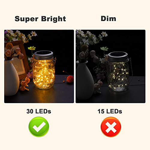 Mason Jar Solar Lights 30 LEDs, 6 Pack Hanging Solar Lights Outdoo...