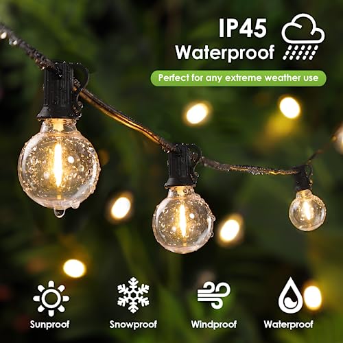 Mlambert 100Ft LED Outdoor String Lights Dimmable G40 Globe Patio ...