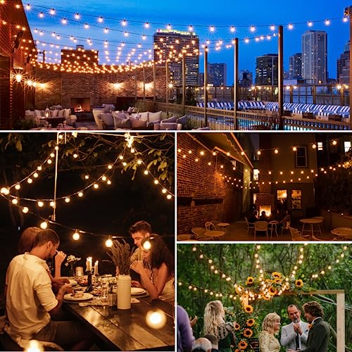 Mlambert 100Ft LED Outdoor String Lights Dimmable G40 Globe Patio ...