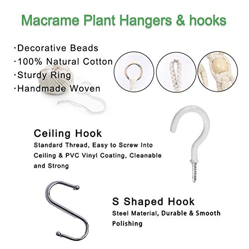 MLCINI Macrame Plant Hanger 7 Pack Plant Hangers Indoor Outdoor Wa...