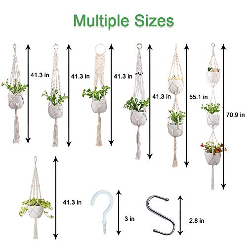 MLCINI Macrame Plant Hanger 7 Pack Plant Hangers Indoor Outdoor Wa...