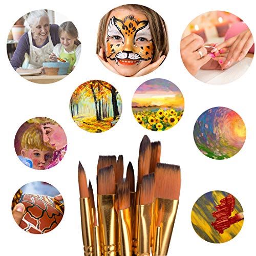 Paint Brushes Set 15 Sizes Oil Acrylic Painting Brush Kit Professi...
