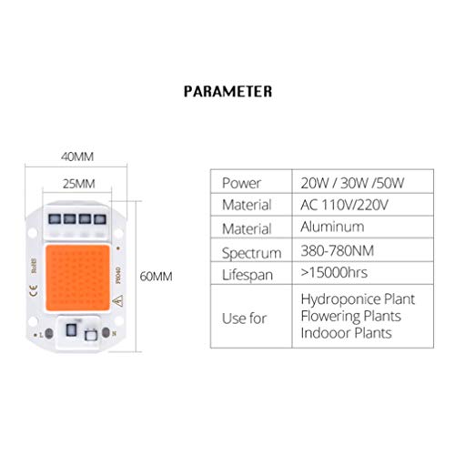 Mobestech 50W LED Chip Full Spectrum Grow Light LED COB Chip SMD C...