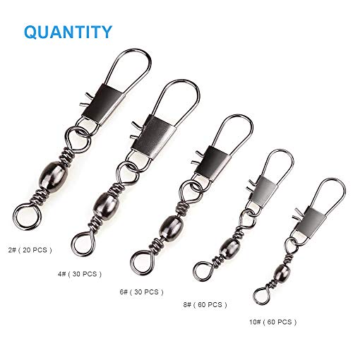 MOBOREST 200PCS Barrel Snap Swivel Fishing Accessories, Premium Fi...