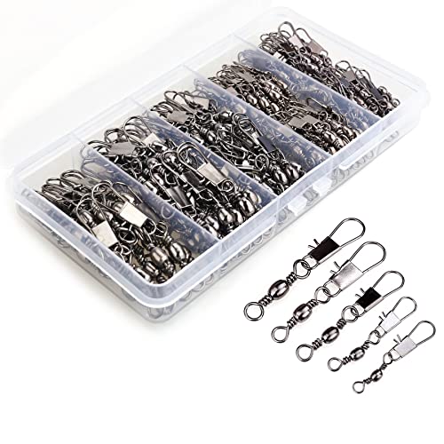 MOBOREST 200PCS Barrel Snap Swivel Fishing Accessories, Premium Fi...