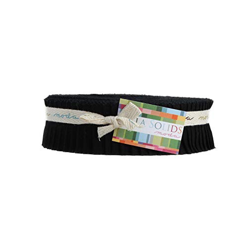 Bella Solids Black Honey Bun 40 1.5-inch Strips Moda Fabrics 9900H...