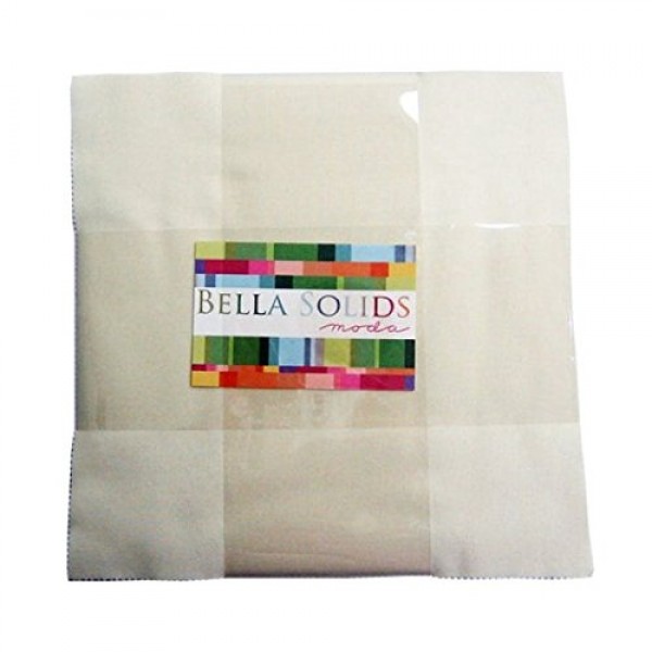 Moda BELLA SOLIDS SNOW Layer Cake 10 Fabric Quilting Squares 9900...